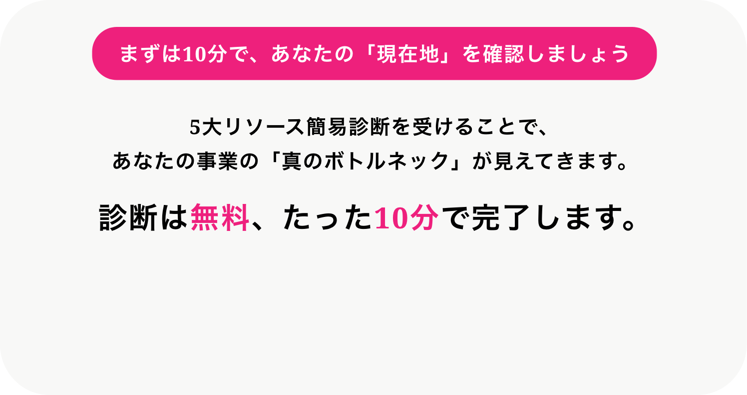 まず「見える化」することが、すべての始まり。 つまり、棚卸しは「診断」です。